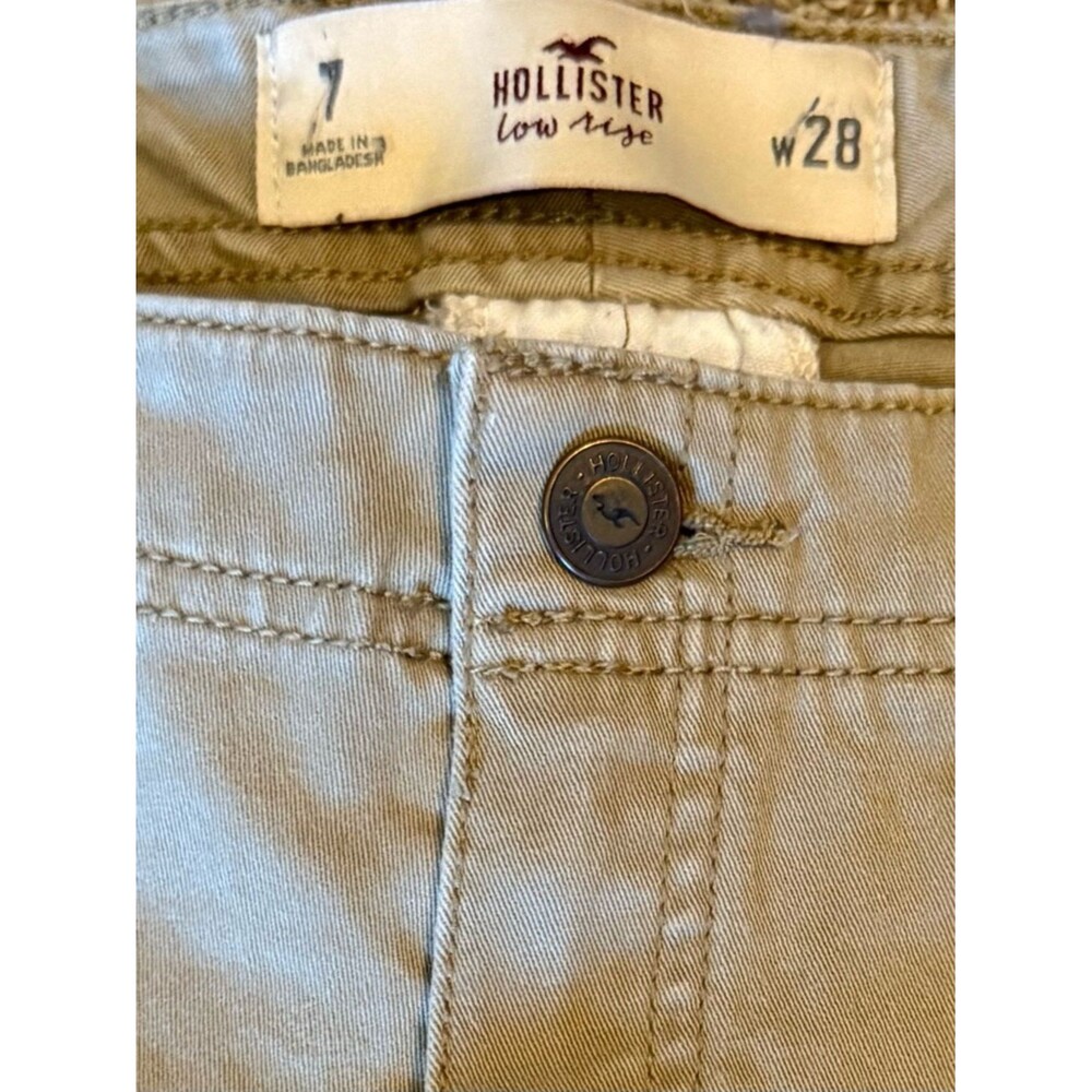 Hollister Low Rise Khaki Chino Pants Womens Juniors 7 W28 Slim Fit Beige Casual - Picture 5 of 6